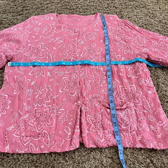 Johnny Was Valerie Reversible Jacket Women's Medium Pink Floral Embroidered - Picture 4 of 5